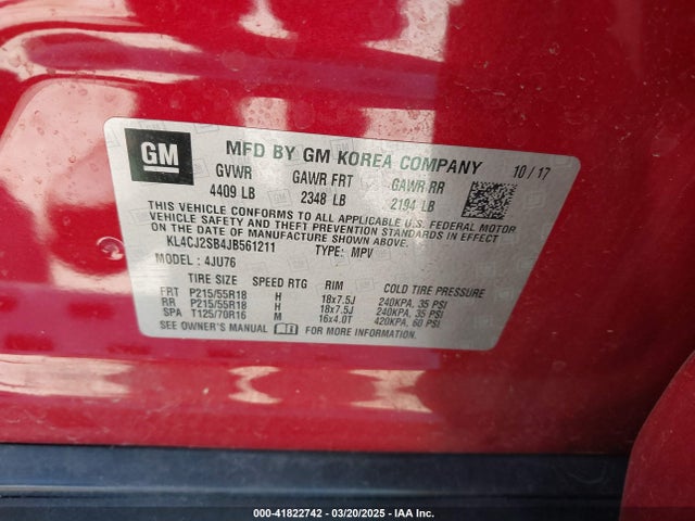 KL4CJ2SB4JB561211 Buick Encore Sport Touring