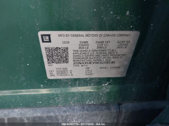 2GNAXUEV5K6209540 Chevrolet EQUINOX LT
