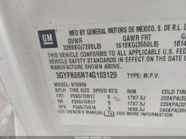 2004 CADILLAC ESCALADE ESV 3GYFK66N74G103129 Photo 8