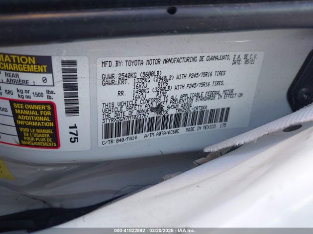 3TYRX5GN7MT023767 Toyota Tacoma Sr