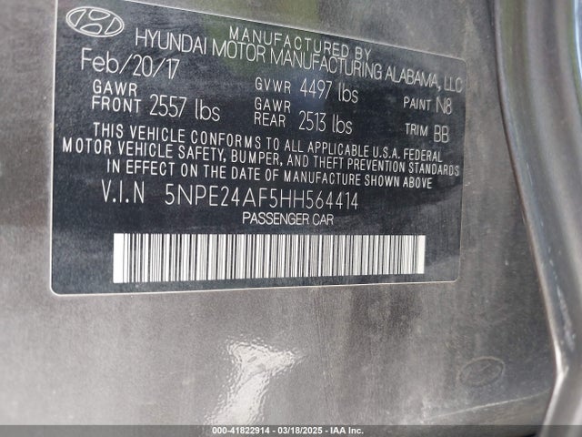 5NPE24AF5HH564414 Hyundai Sonata