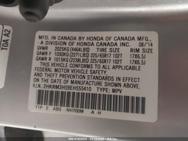 2HKRM3H59EH555410 Honda CR-V EX