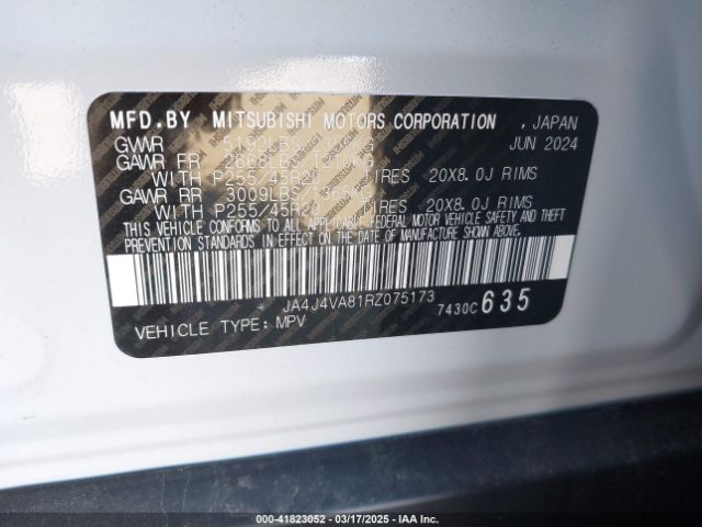 JA4J4VA81RZ075173 Mitsubishi Outlander Se 2.5 S-awc/se Black Edition S-awc/se Black Edition W/pano Roof/se Ralliart S-awc