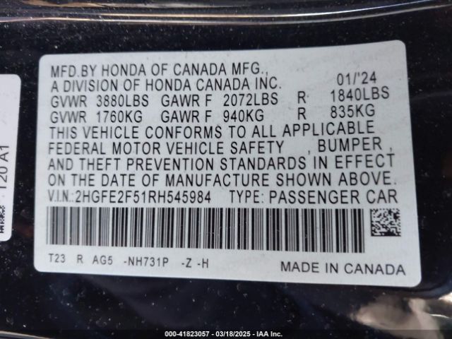 2HGFE2F51RH545984 Honda k20c2