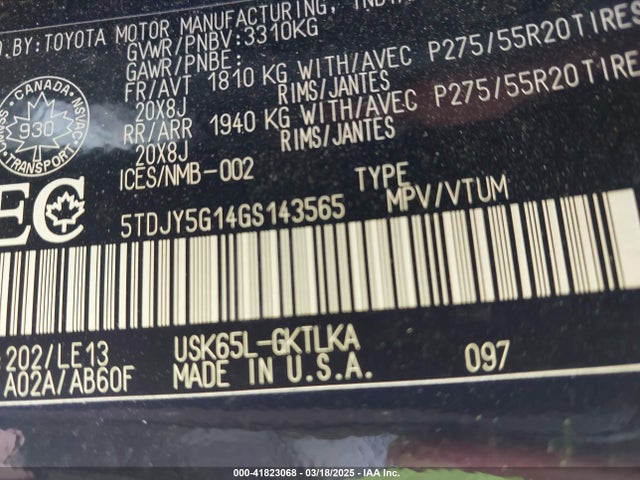 5TDJY5G14GS143565 Toyota Sequoia Limited 5.7l V8