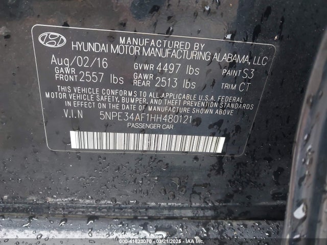 5NPE34AF1HH480121 Hyundai Sonata Sport