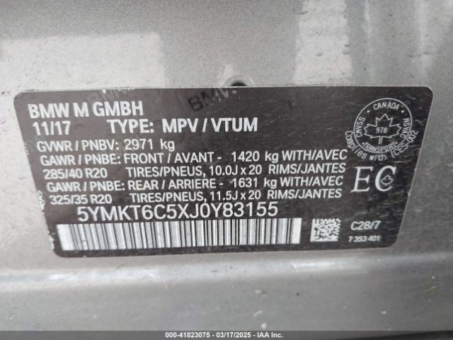 5YMKT6C5XJ0Y83155 BMW X5 M