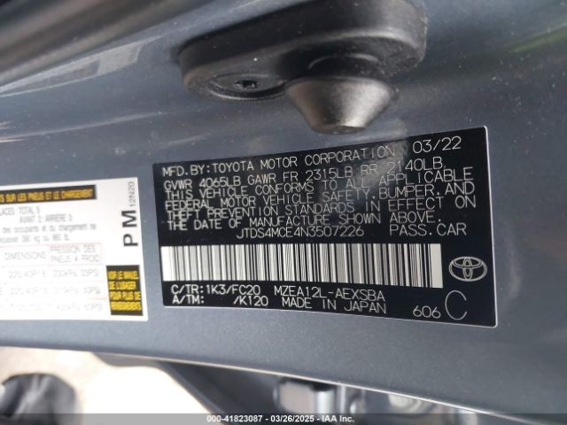 JTDS4MCE4N3507226 Toyota COROLLA SE
