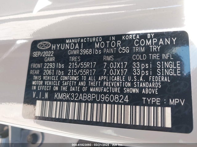 KM8K32AB8PU960824 Hyundai Kona Sel