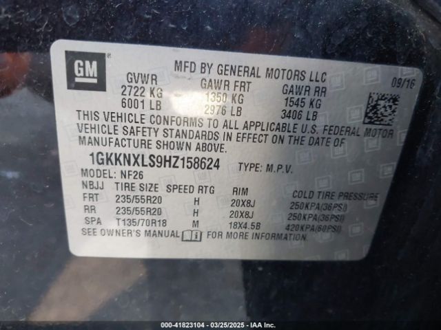1GKKNXLS9HZ158624 GMC Acadia Denali
