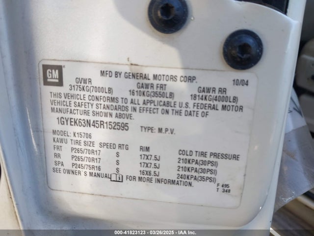2005 CADILLAC ESCALADE 1GYEK63N45R152595 Photo 8