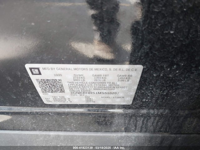3GNKBHRS1MS510207 Chevrolet Blazer Awd 2lt
