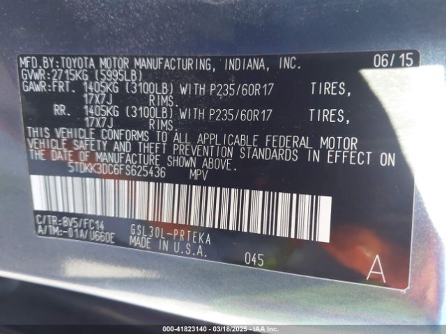 5TDKK3DC6FS625436 Toyota 2gr-fks