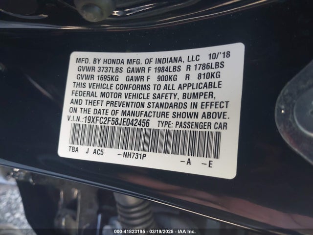 19XFC2F58JE042456 Honda Civic Lx