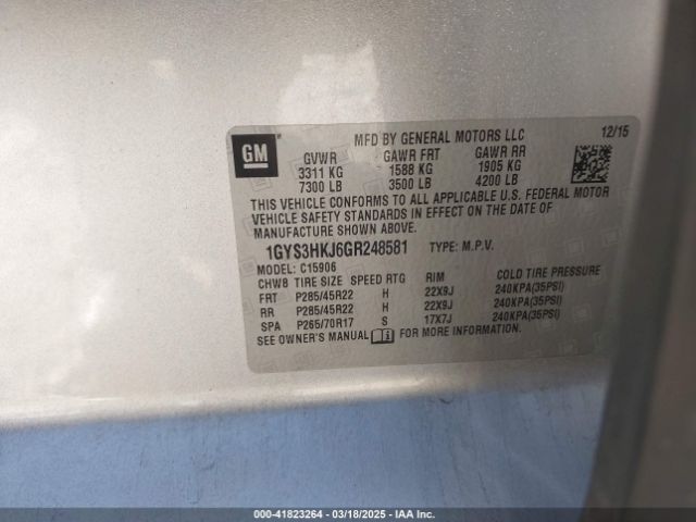 1GYS3HKJ6GR248581 Cadillac Escalade Esv Luxury Collection