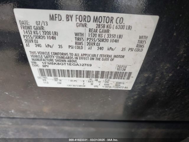 1FM5K8GT1EGA32769 Ford EXPLORER SPORT