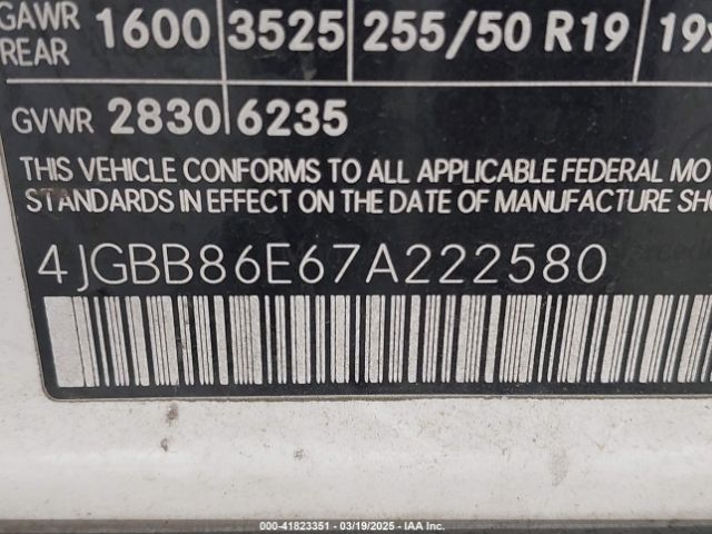 2007 MERCEDES-BENZ ML 350 4JGBB86E67A222580 Photo 8