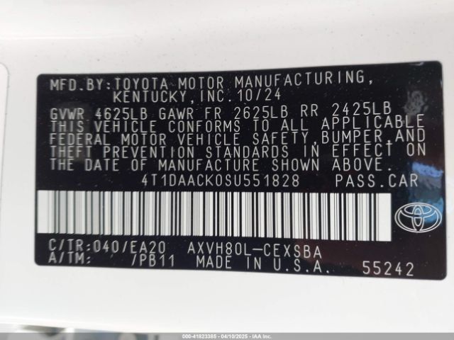 4T1DAACK0SU551828 Toyota CAMRY SE