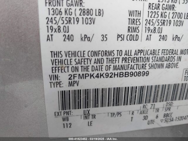 2FMPK4K92HBB90899 Ford Edge Titanium