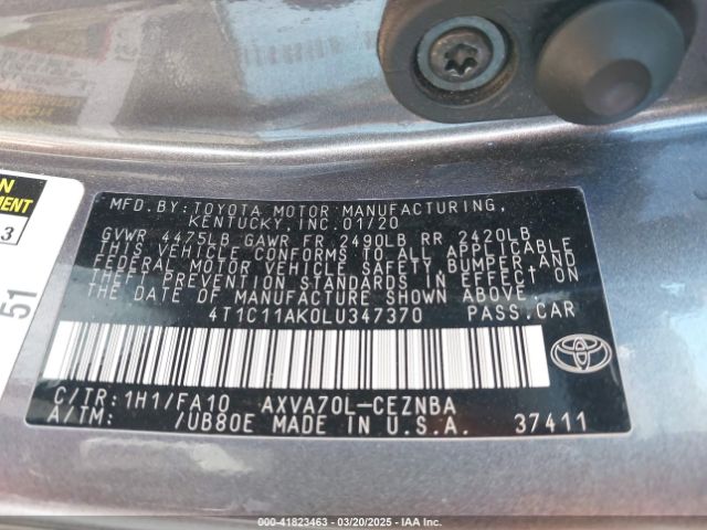 4T1C11AK0LU347370 Toyota CAMRY LE