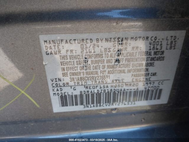3N1AB8CV2RY276531 Nissan Sentra Sv Xtronic Cvt