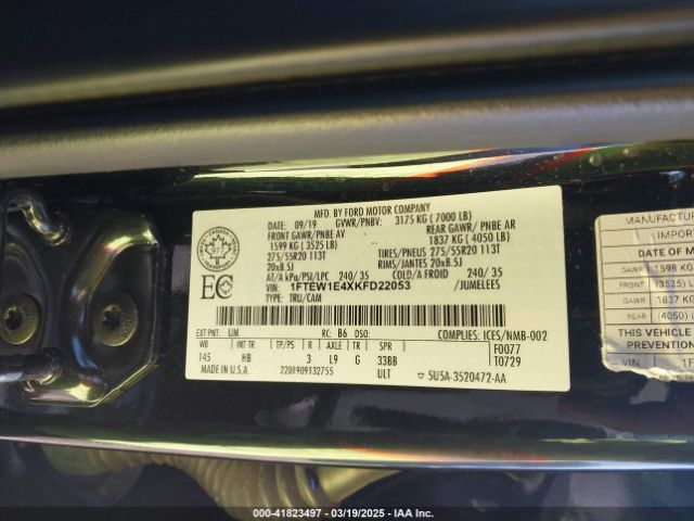 1FTEW1E4XKFD22053 Ford F-150 Lariat
