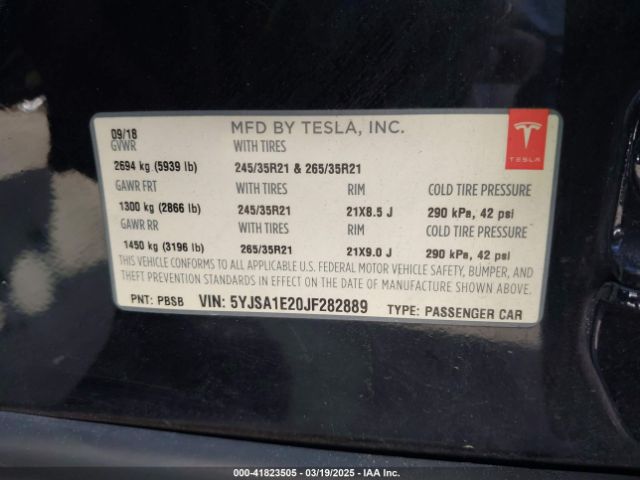 5YJSA1E20JF282889 Tesla Model S 100d/75d/p100d
