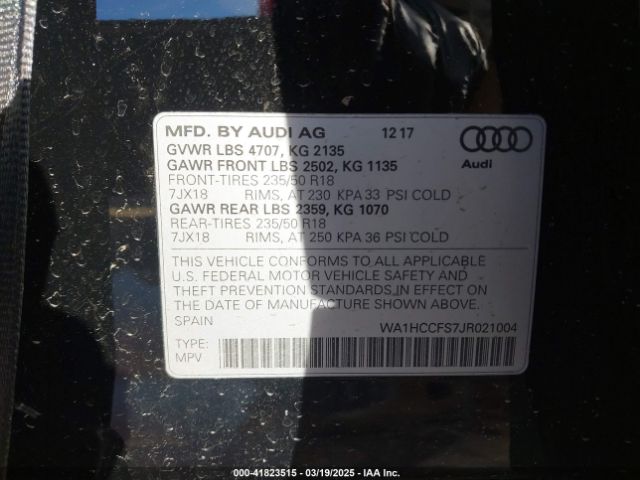 WA1HCCFS7JR021004 Audi Q3 2.0t Premium/2.0t Sport Premium