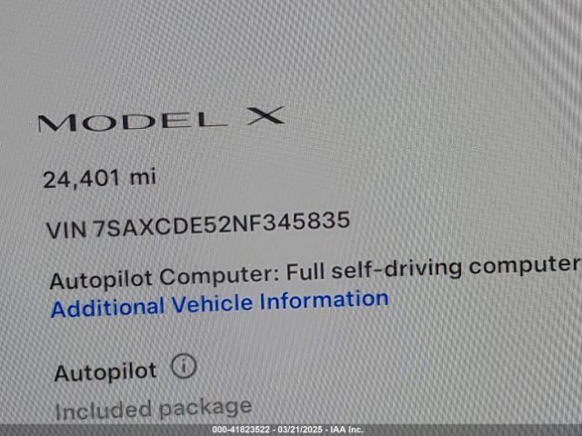 7SAXCDE52NF345835 Tesla Model X Dual Motor All-wheel Drive/plaid Tri Motor All-wheel Drive