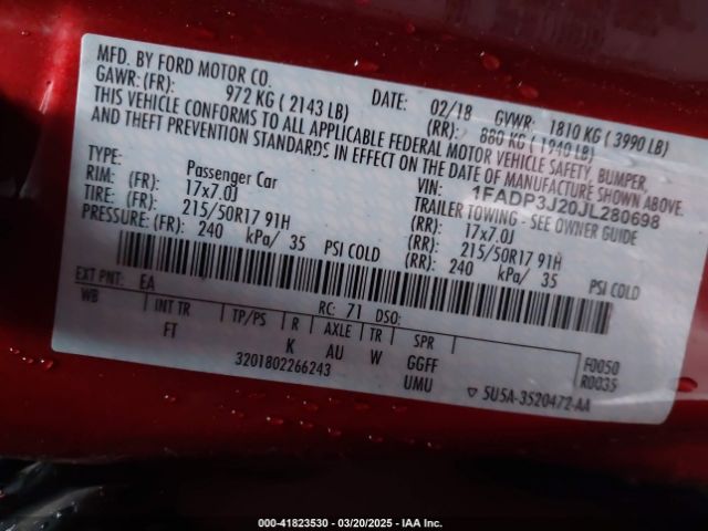 1FADP3J20JL280698 Ford Focus Titanium