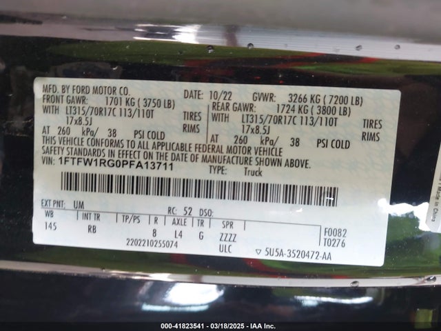 Ford F-150 Raptor 2023 1FTFW1RG0PFA13711 Image 9