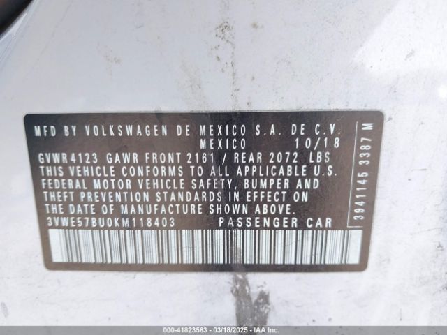 3VWE57BU0KM118403 Volkswagen Jetta 1.4t Sel