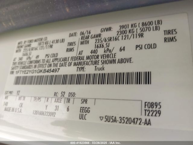 1FTYE2YG1GKB45497 Ford Transit-150