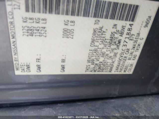 1N4AA6CV3LC371884 Nissan Maxima Sv Xtronic Cvt