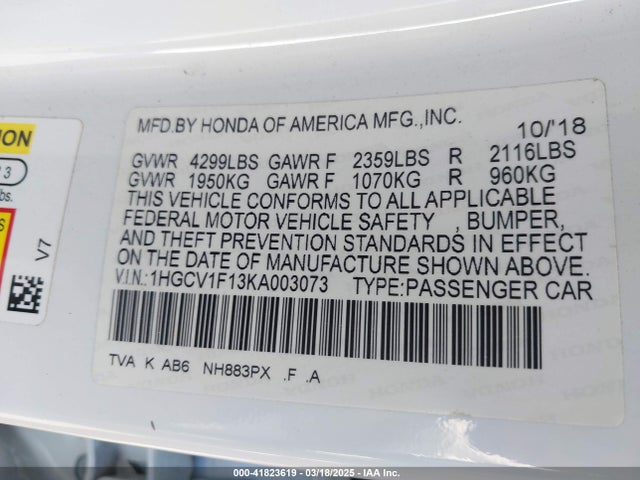 1HGCV1F13KA003073 Honda ACCORD LX