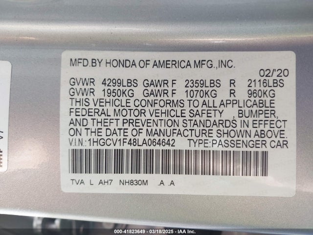 1HGCV1F48LA064642 Honda ACCORD EX