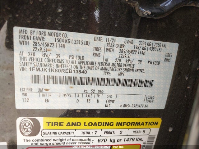 1FMJK1K80REB13840 Ford Expedition Limited Max