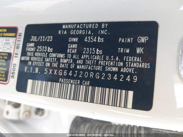 5XXG64J20RG234249 KIA K5 Gt-line