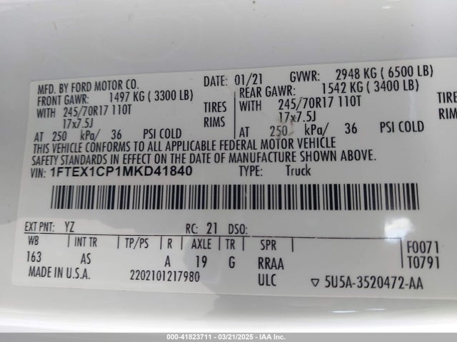 Ford 4v 2021 1FTEX1CP1MKD41840 Image 9
