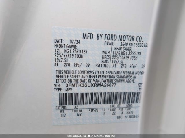 3FMTK3SUXRMA26877 Ford Mustang Mach-e Premium