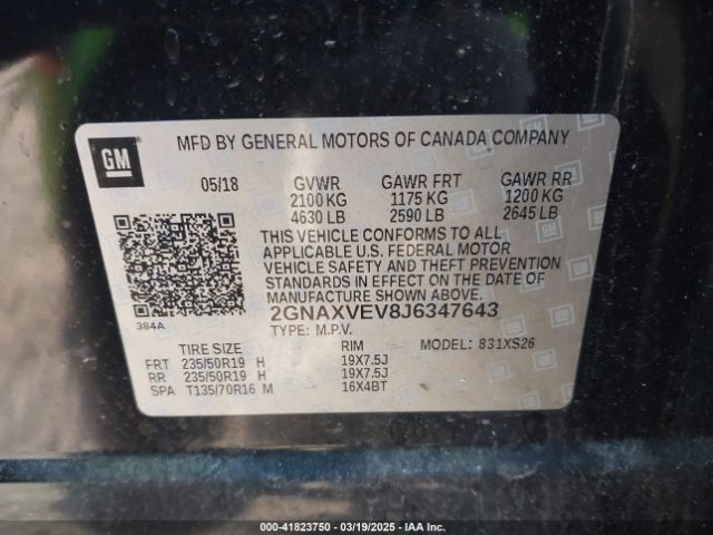 2GNAXVEV8J6347643 Chevrolet Equinox Premier