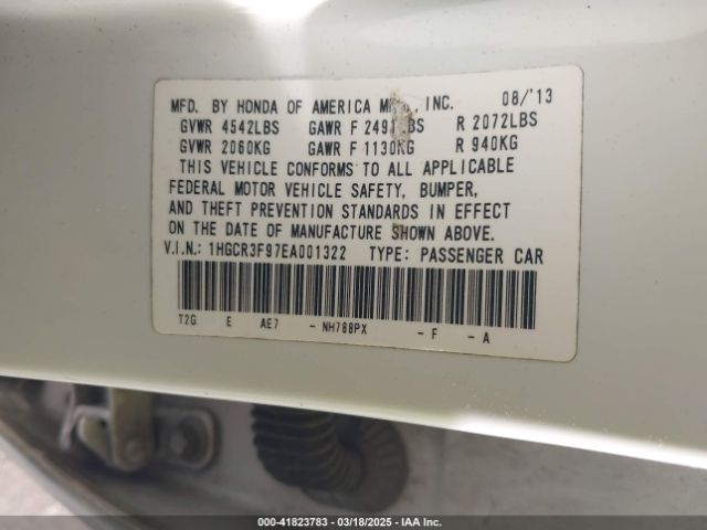 1HGCR3F97EA001322 Honda Accord Touring