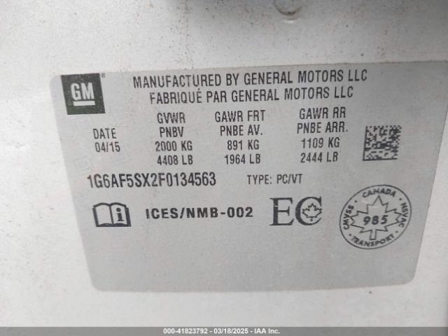 1G6AF5SX2F0134563 Cadillac Ats Premium