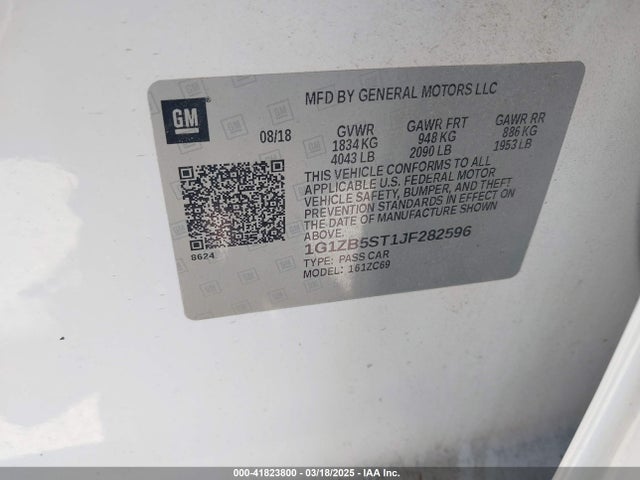 1G1ZB5ST1JF282596 Chevrolet Malibu 1ls