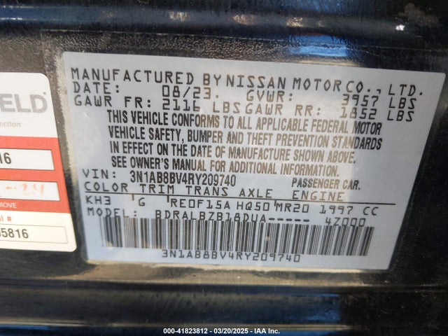 3N1AB8BV4RY209740 Nissan Sentra S Xtronic Cvt