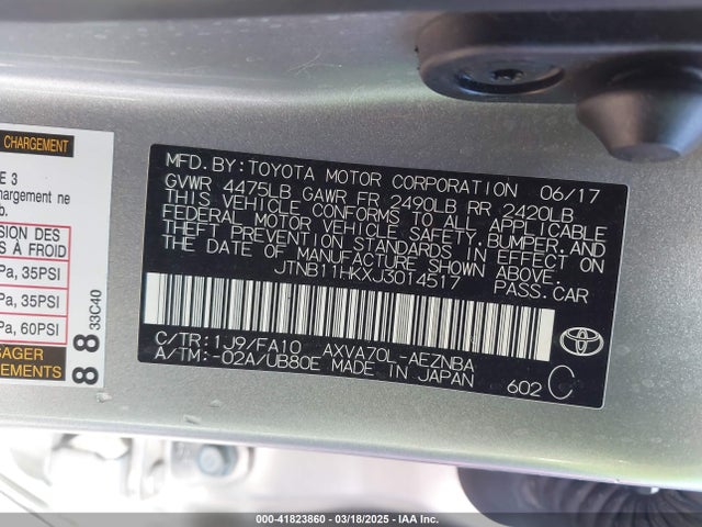 JTNB11HKXJ3014517 Toyota CAMRY LE
