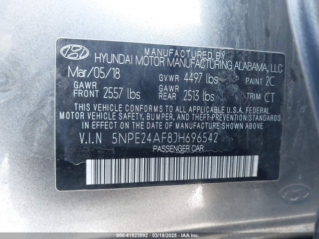 5NPE24AF8JH696542 Hyundai SONATA SE