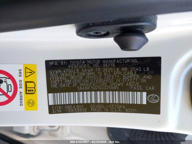 Lexus 2gr-fe 2016 58ABK1GG1GU025685 Image 9