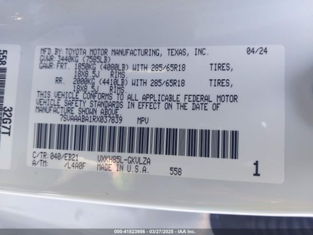7SVAAABA1RX037839 Toyota Sequoia Trd Pro