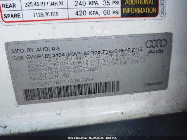2007 AUDI A3 WAUNF78P17A086354 Photo 8